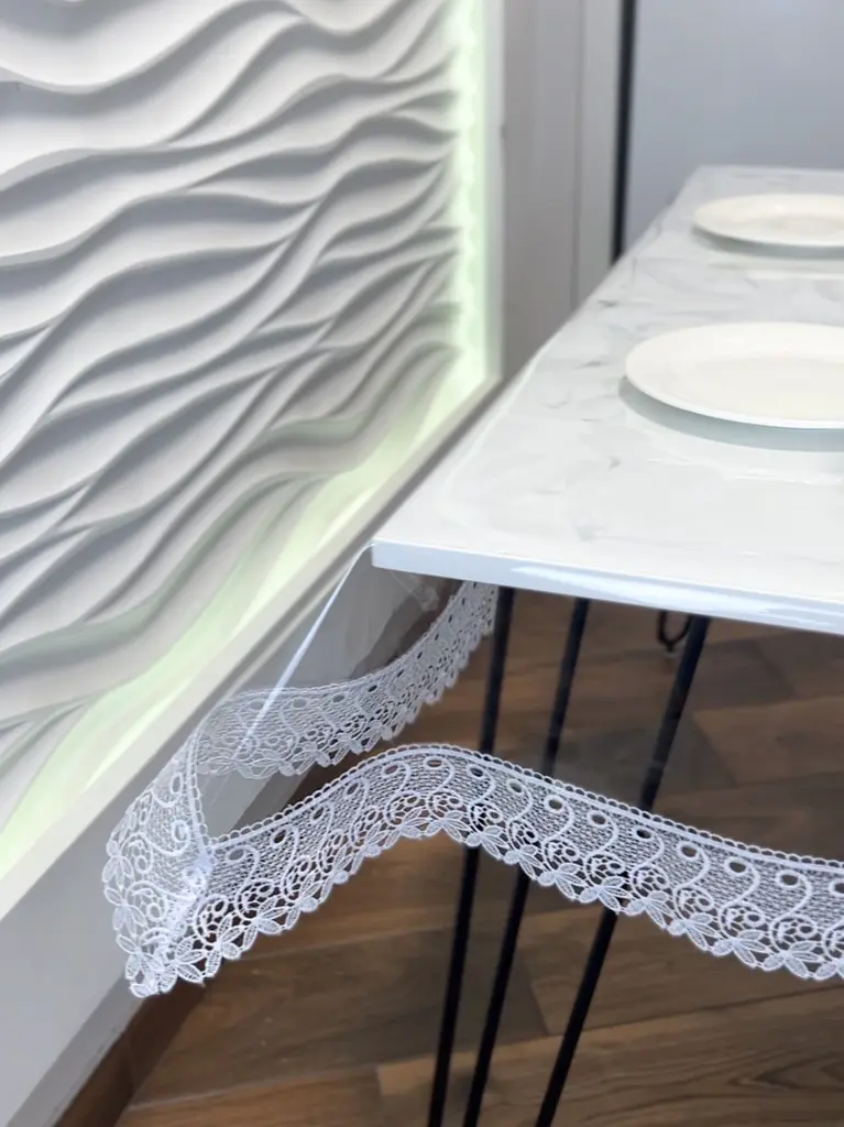 Силиконовая скатерть с белым кружевом 7 см 250х170 см - фото 5