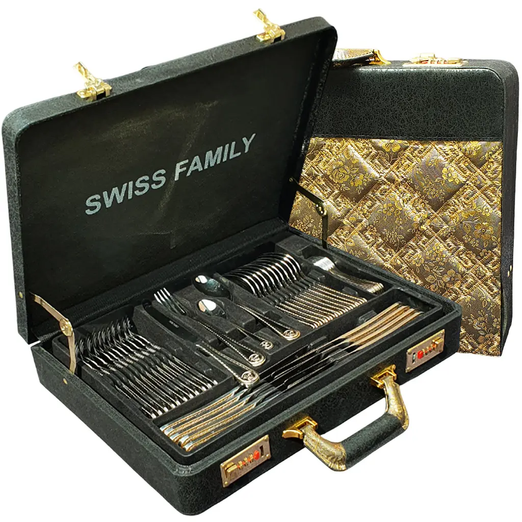 Набір столових приладів Swiss Family 187 Versace на 12 персон у подарунковому кейсі 48 предметів - фото 9