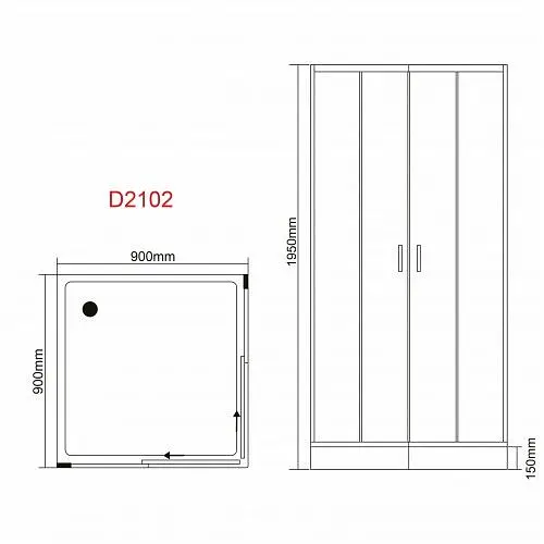 Душовий бокс Grace 90x90x195 см квадратний скло матове профіль хром SLD-2102, Хром, матовий, хром - фото 3