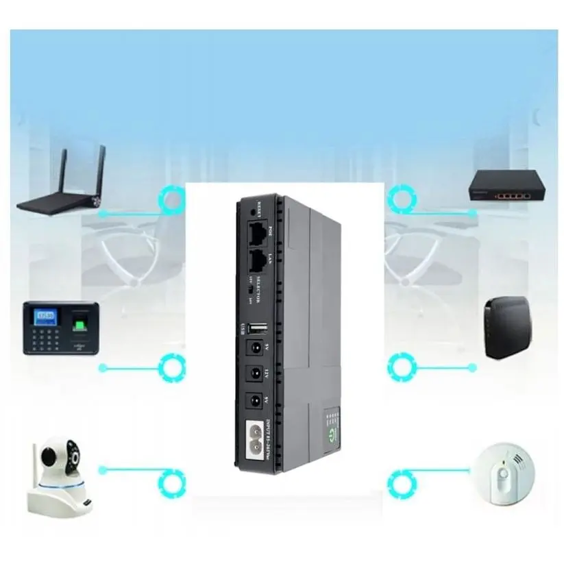 ИБП UPS для роутера DC1018P 12V/ 9V/ 5V 10400 mAh 18W для устройств постоянного тока DC черный - фото 7