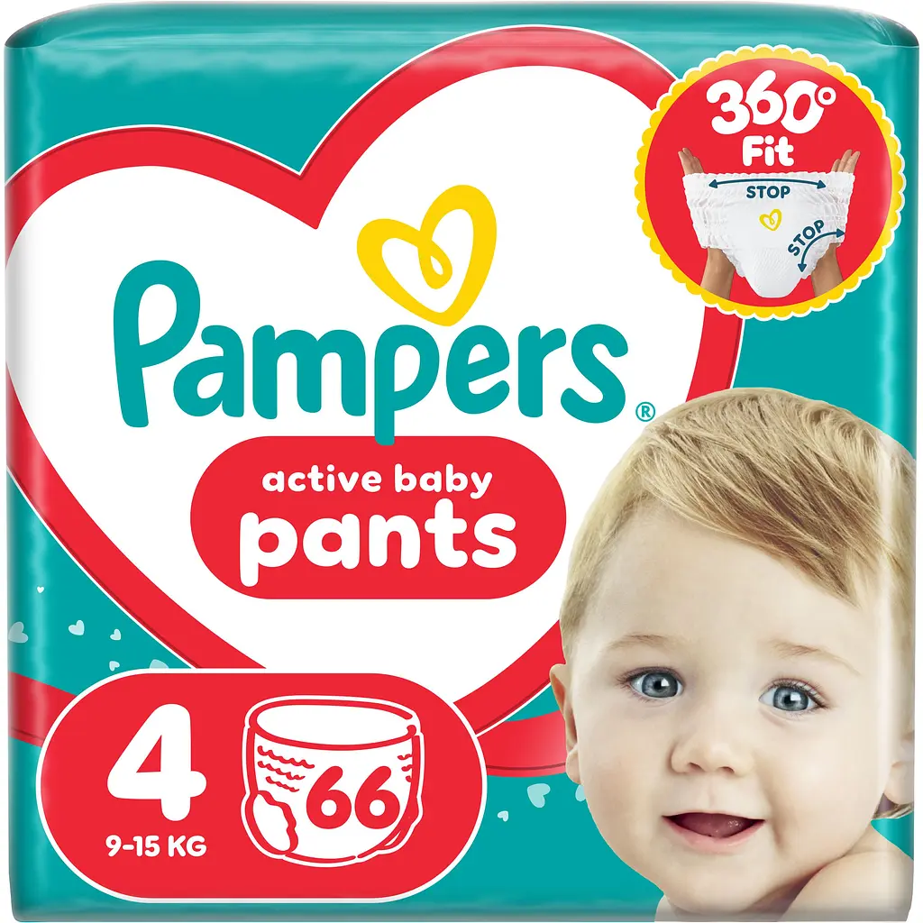 Підгузки-трусики Pampers Active Baby Pants Розмір 4 (9-15 кг) 66 шт.