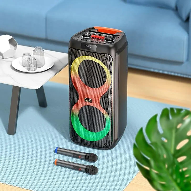 Акустика бездротова-караоке колонка Hoco HA7 Leader wireless dual-mic outdoor BT speaker - фото 8