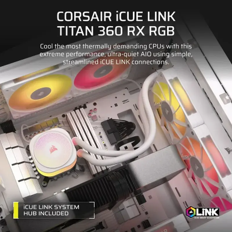 Система рідинного охолодження Corsair iCUE LINK TITAN 360 RX RGB White (CW-9061021-WW) - фото 6
