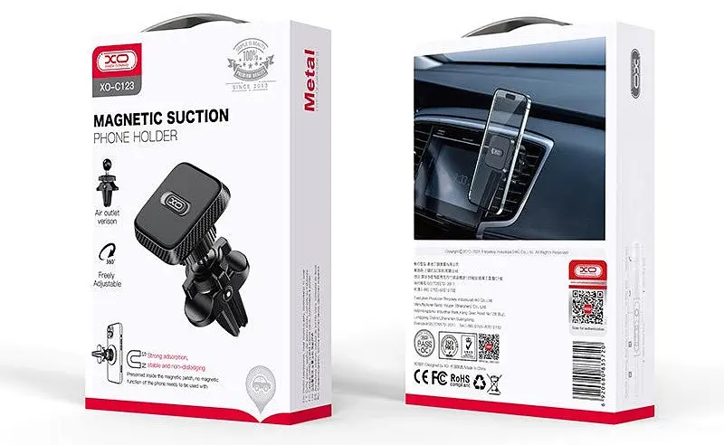 Автодержатель XO C123 Air Vent Car Holder Square Magnetic Bracket черный (7109733) - фото 3
