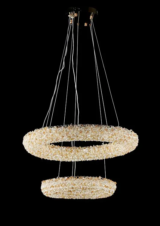 Підвісна світлодіодна кришталева люстра Splendid Ray L6356/600+400/2 LED, золото, 89 Вт, від 13-20 м² - фото 2