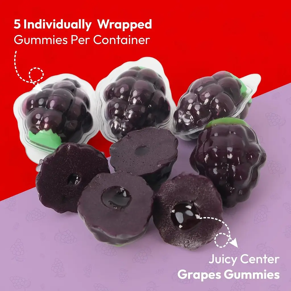 Желейні цукерки Liquid Filled Gummy Grapes Candy 108г - фото 3