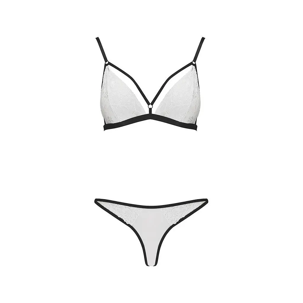 Комплект білизни ORIHIME Set white - Passion: стрепи: ліф та трусики L/XL - фото 3