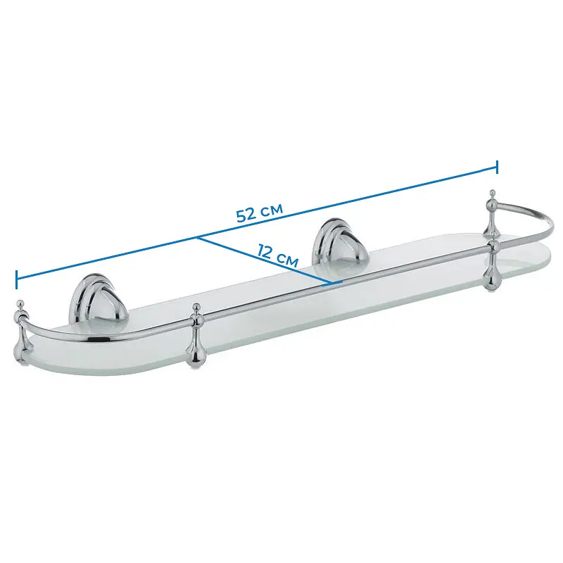 Поличка скляна з обмежувачем ZERIX LR1507 (LL1406) - фото 2