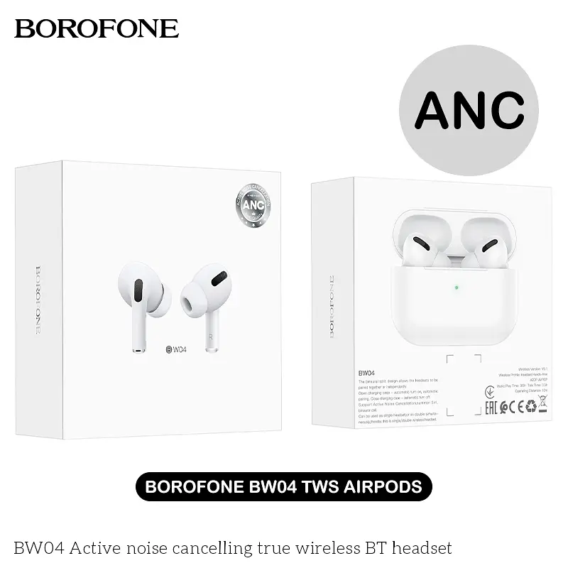 Навушники Borofone BW04 Active noise cancelling true wireless BT headset White - фото 6