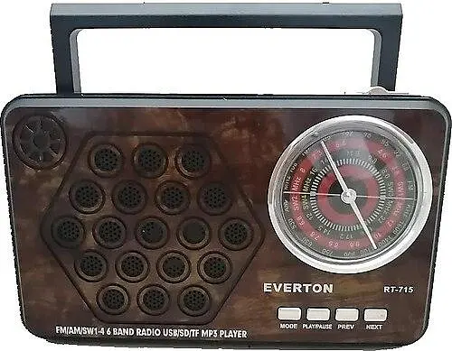 Портативний радіоприймач Everton RT-715 з ліхтариком Bluetooth FM USB SD (1756375710) - фото 2