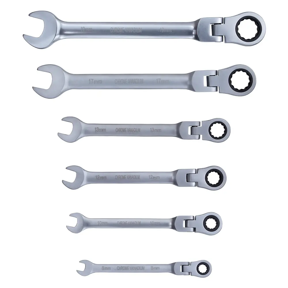 Ключі ріжково-накидні тріскачкові Sigma з шарніром 6 шт (8, 10, 12, 13, 17, 19 мм) CrV satine (TR6010611) - фото 3