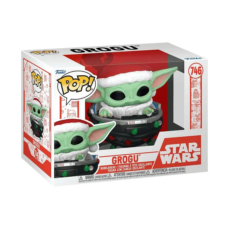 Фігурка Funko Pop Мандалорець Грогу The Mandalorian Grogu with Santa Hat in Pram 10 см FP G 746 - фото 3