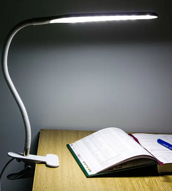 Світлодіодна настільна USB-лампа, гнучка, на прищіпці, 24 LED, UKC XSD 206, біла - фото 2