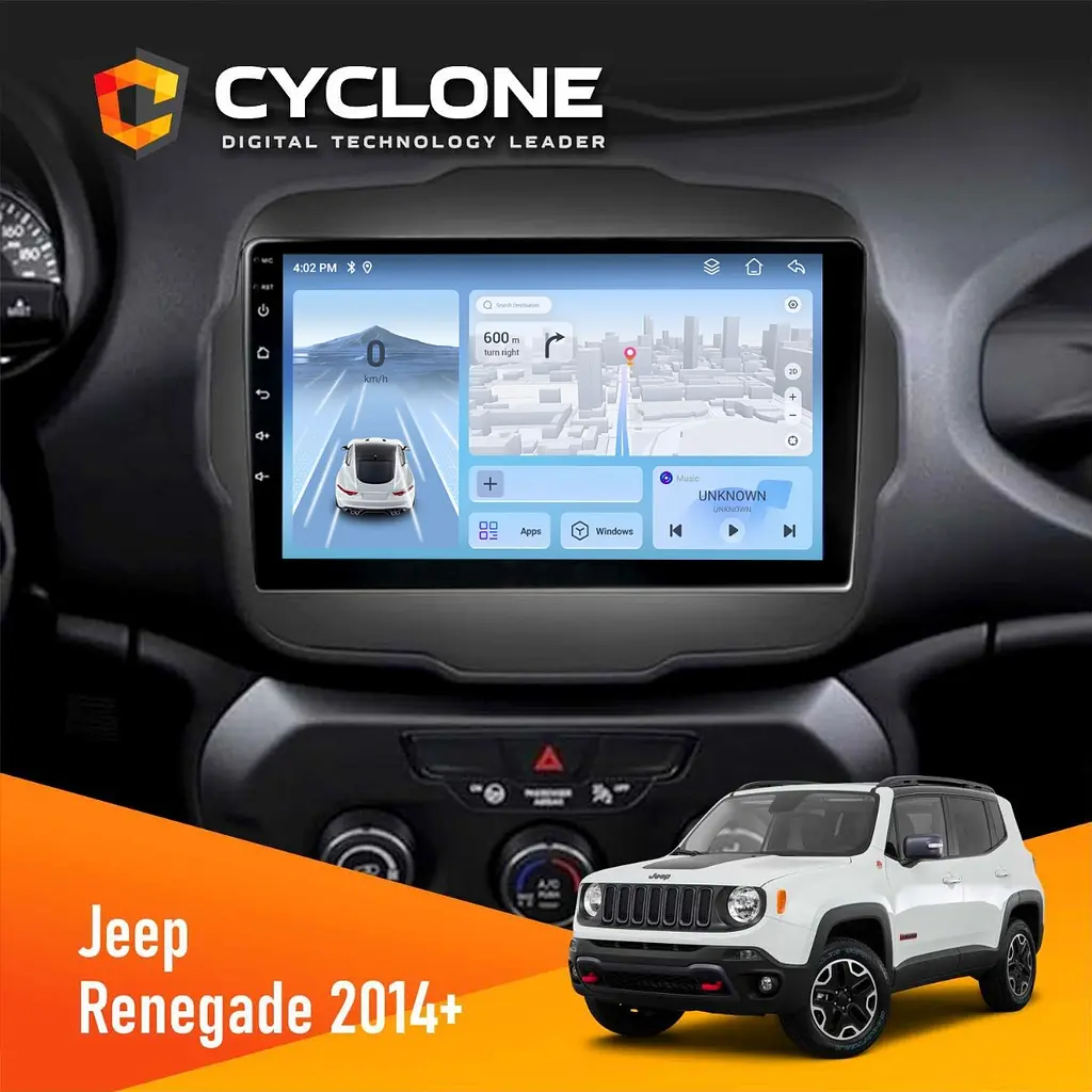 Штатна магнітола Jeep Renegade 2014+ Cyclone C9-012 4x64, DSP, 4G Cyclone (НФ-00008835)