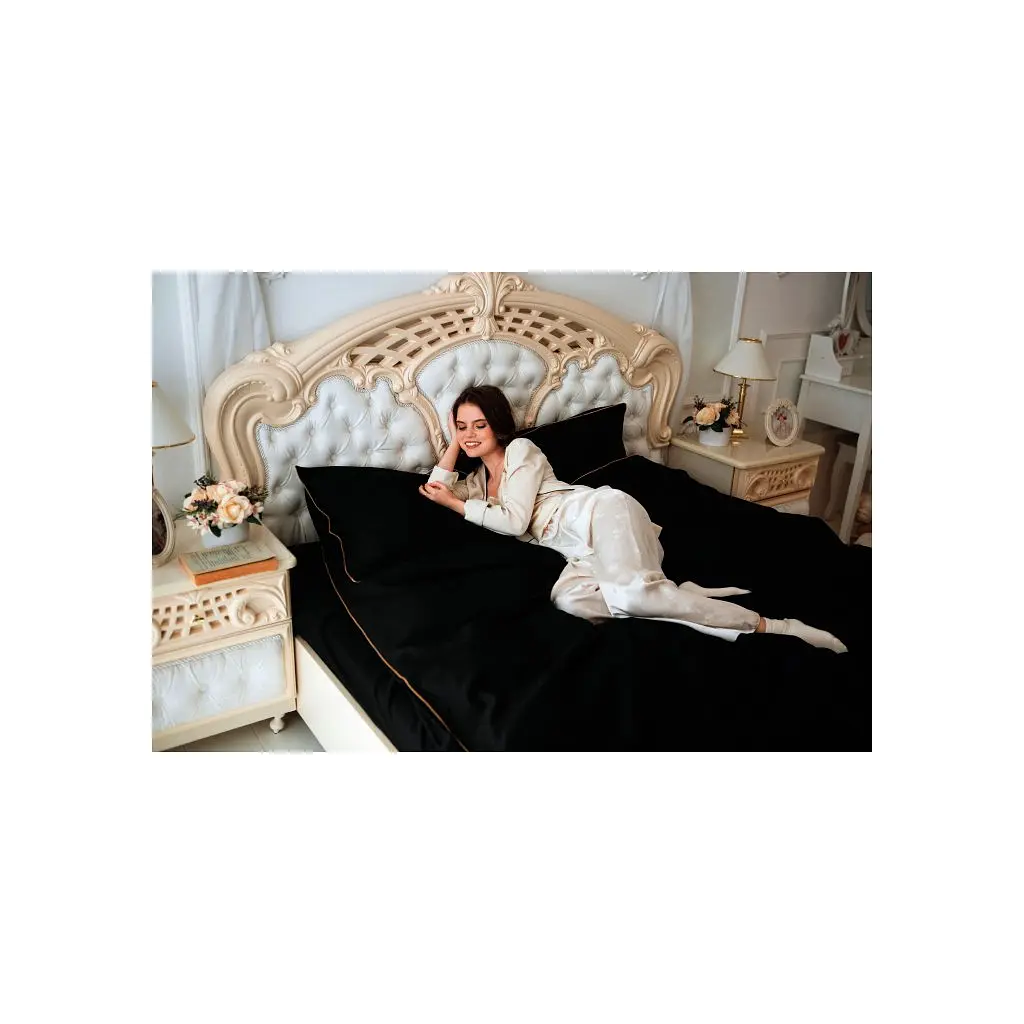 Постільна білизна MirSon Сатин Corner Black Pearl 220x240 - King Size (2200001484467) - фото 5