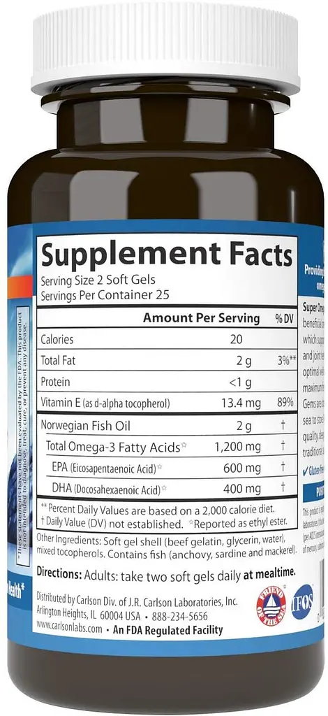 Омега-3 для сердця Carlson Super Omega-3 1200 мг 50 гел капс - фото 2