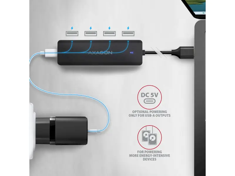 Мультипортовий адаптер AXAGON Travel USB-A Black (HUE-C1A) - фото 3
