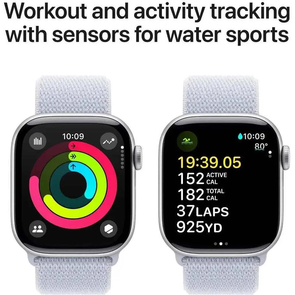 Смарт-часы Apple Watch Series 10 GPS 42mm Silver Aluminum Case w. Blue Cloud Sport Loop MWWD3 - фото 4