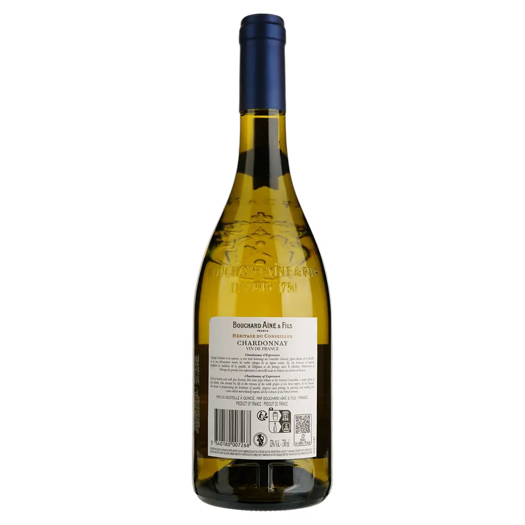 Вино Bouchard Aine&Fils Heritage du Conseiller Chardonnay, біле, сухе, 12,5%, 0,75 л - фото 2