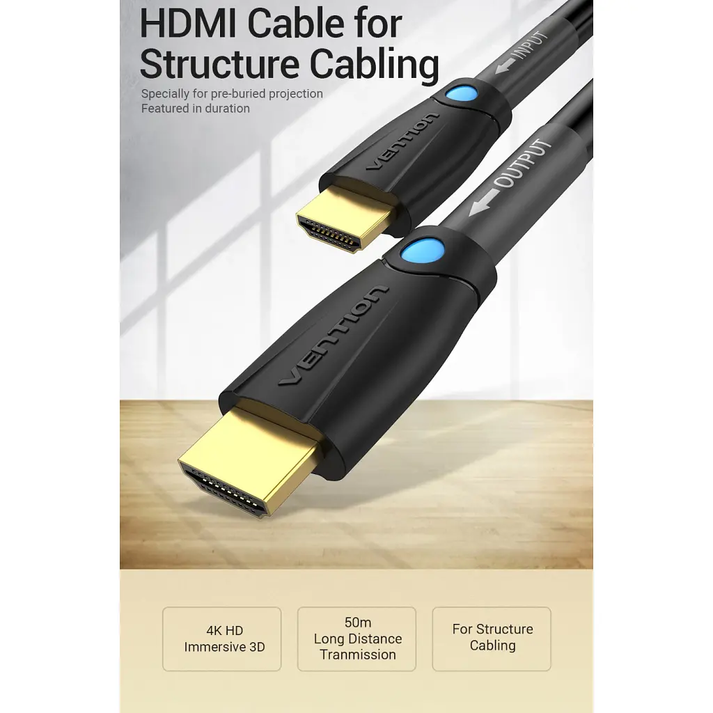 Кабель мультимедійний HDMI M to HDMI M 1.0m 4K60Hz cotton braided black zinc alloy Vention (ALMBF) - фото 4