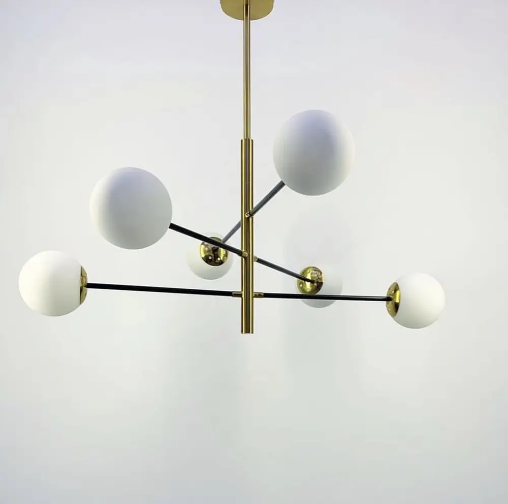 Современная каскадная люстра на 6 или 8 белых плафонов Ст. AOC 8 GD Line F - фото 3