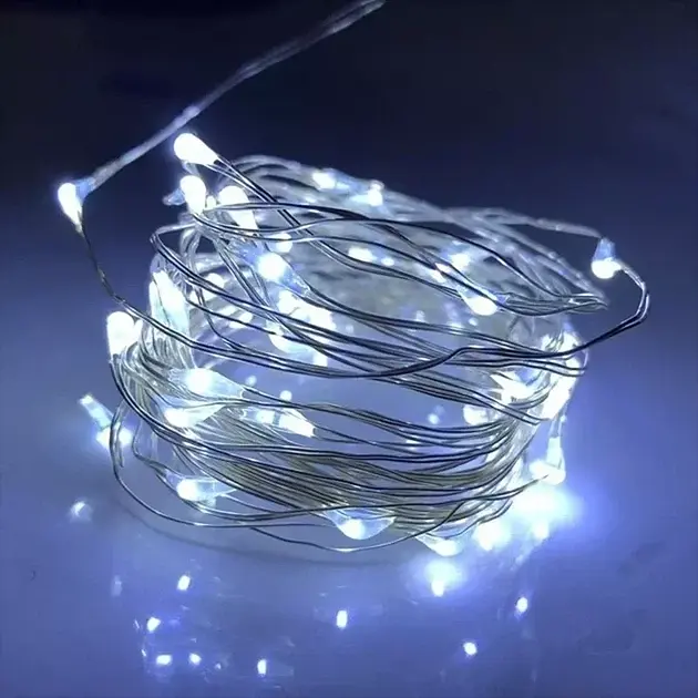 Гірлянда Роса Нитка 30 LED на батарейках 3 м Білий - фото 2