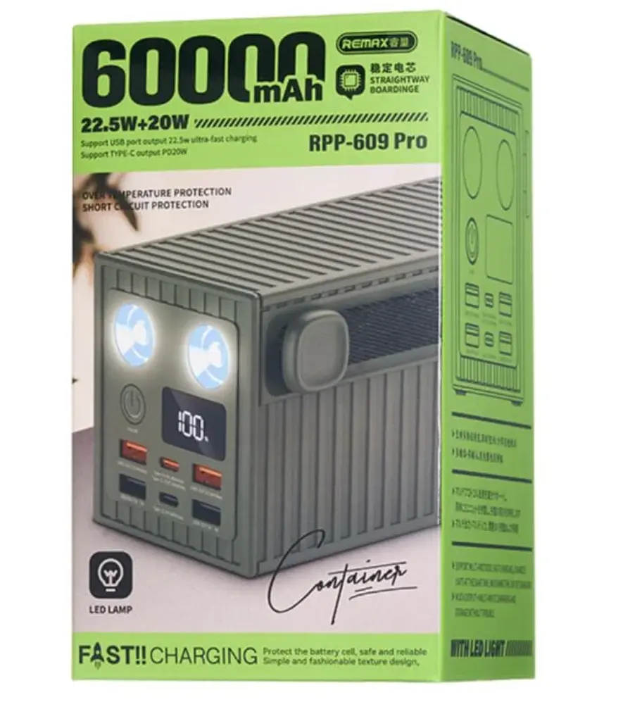 Повербанк Remax RPP-609 Pro 60000mAh Power Bank PD20W+QC22.5W Grey - фото 2