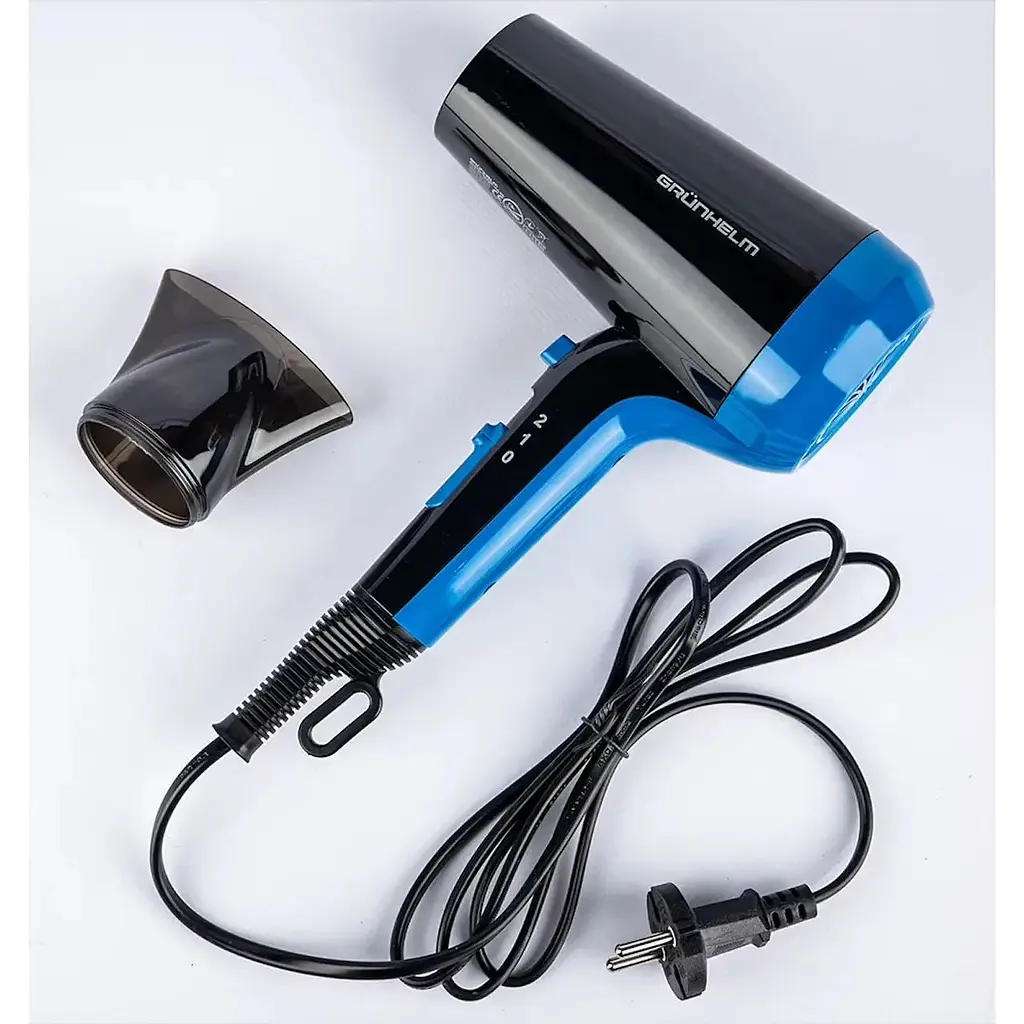 Фен для сушіння волосся Grunhelm GHD-580 потужний компактний 2 режими 2100 Вт чорно-синій - фото 2