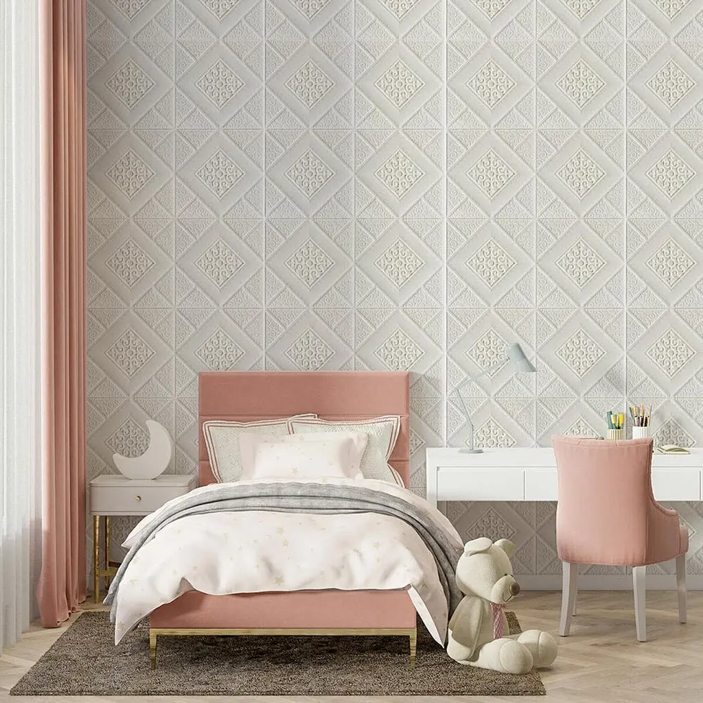 Самоклеющаяся декоративная потолочно-стеновая 3D панель Sticker Wall вензеля в ромбе 700x700х5мм 374 SW-00000881 - фото 5