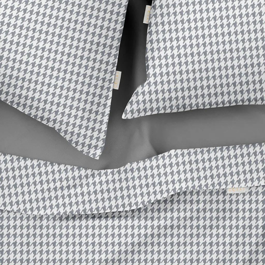Комплект постільної білизни Cosas Houndstooth CS6 Євро сірий (TweedGreyWhite_El-53Graphite_200) - фото 3