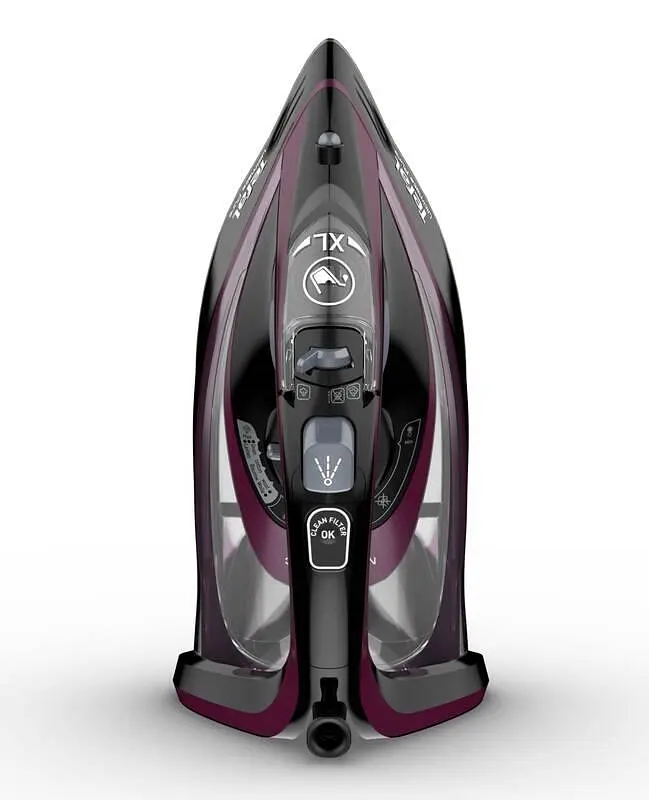 Праска TEFAL Ultimate Pure FV9835E0, 3000 Вт, 240 г/хв, 350 мл, підошва Durilium, чорно-бордовий - фото 4
