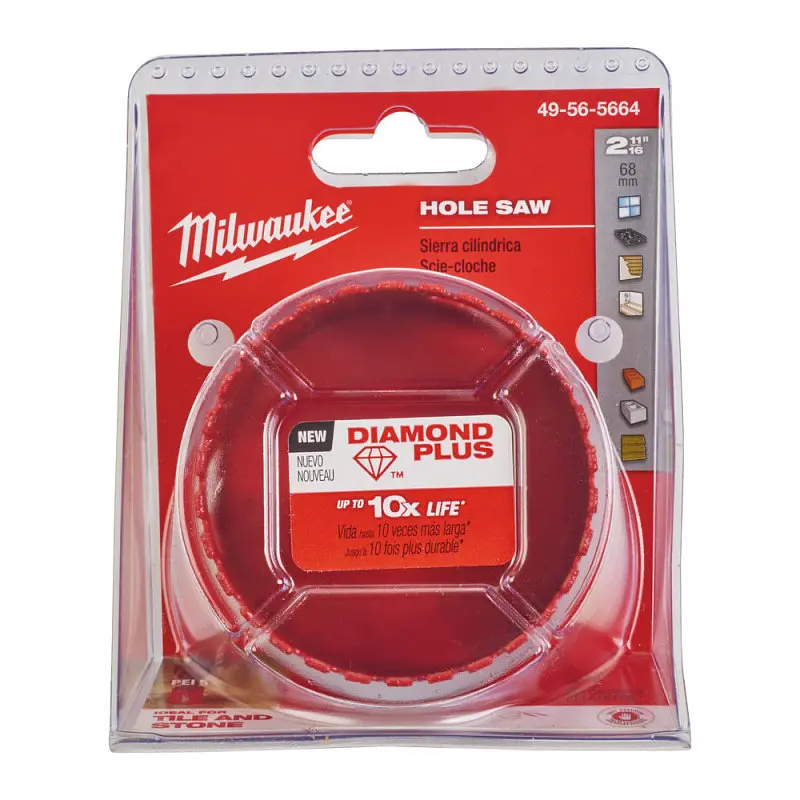 Коронка алмазна Diamond Plus MILWAUKEE, діаметр 68мм (5/8''х18) (свердління з водою) (заміна на 4932500120) - фото 2