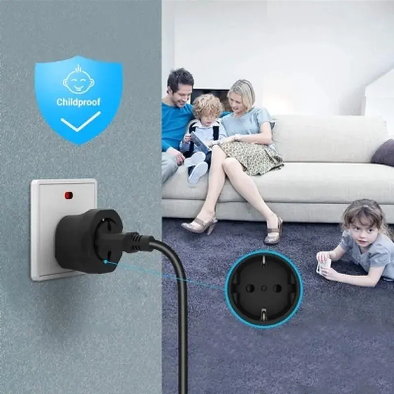 Перехідник EU to UK 220V black Essager (ECTZH-YCC01-Z) - фото 7