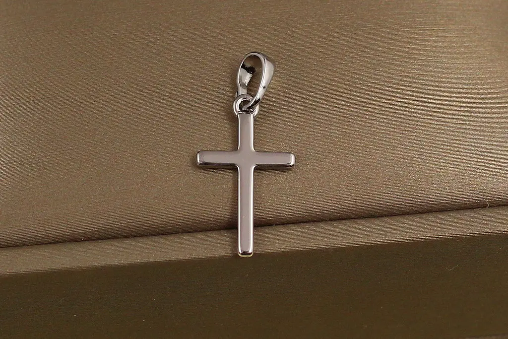 Хрестик Xuping Jewelry тонкий гладкий 2 см сріблястий