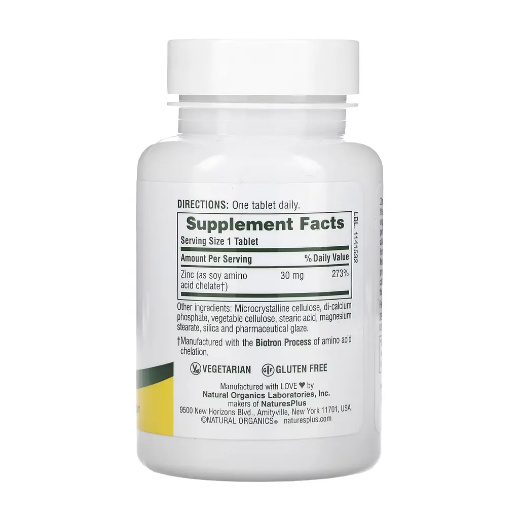 Цинк 30 мг Nature's Plus - 90 таблеток, для імунітету - фото 2