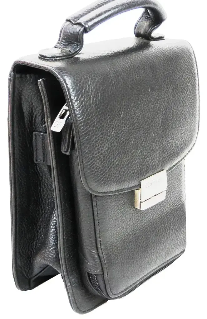 Барсетка чоловіча Giorgio Ferretti EF053 шкіряна 21х16х10 см Чорна - фото 4