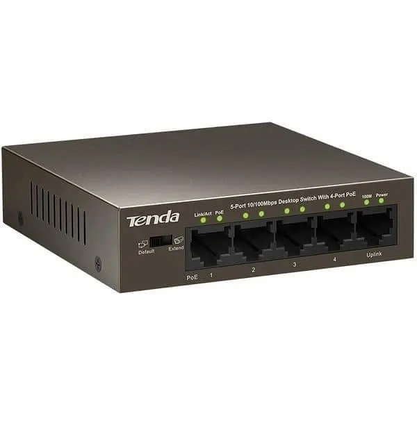 Коммутатор Tenda TEF1105P-4-63W (1xFE+4xFE PoE, 58Вт max) (TEF1105P-4-63W) - фото 2