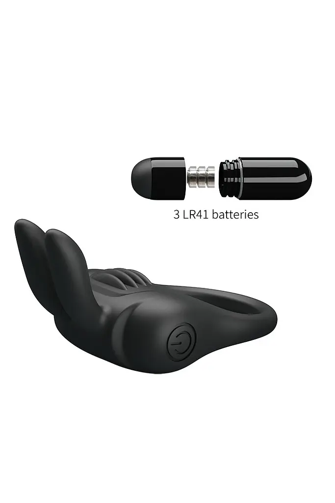 Ерекційне віброкільце Pretty Love Davion Penis Ring Black, 7.4 см (чорний) - фото 4