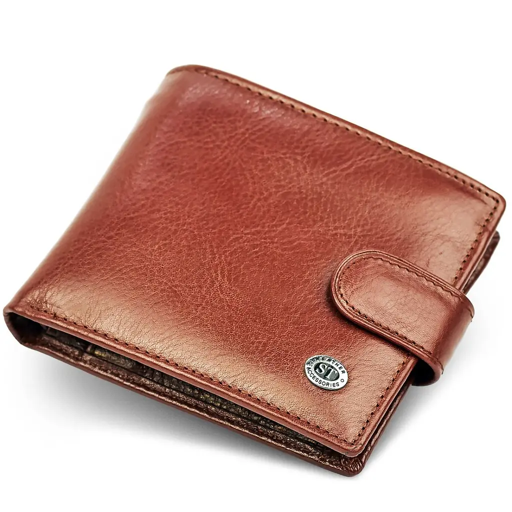 Чоловіче портмоне з натуральної шкіри ST Leather B104 коричневе 9,5 см - фото 11