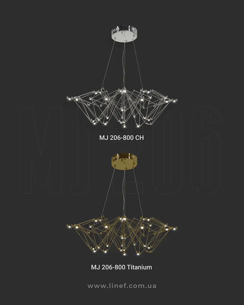 Невесомая серебряная люстра Ø 80 см Ст. MJ 206-800 CH | Line F - фото 8