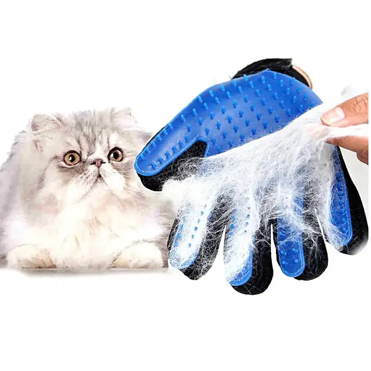 Перчатка для вычесывания шерсти домашних животных UFT Hair Removal Gloves синяя - фото 4