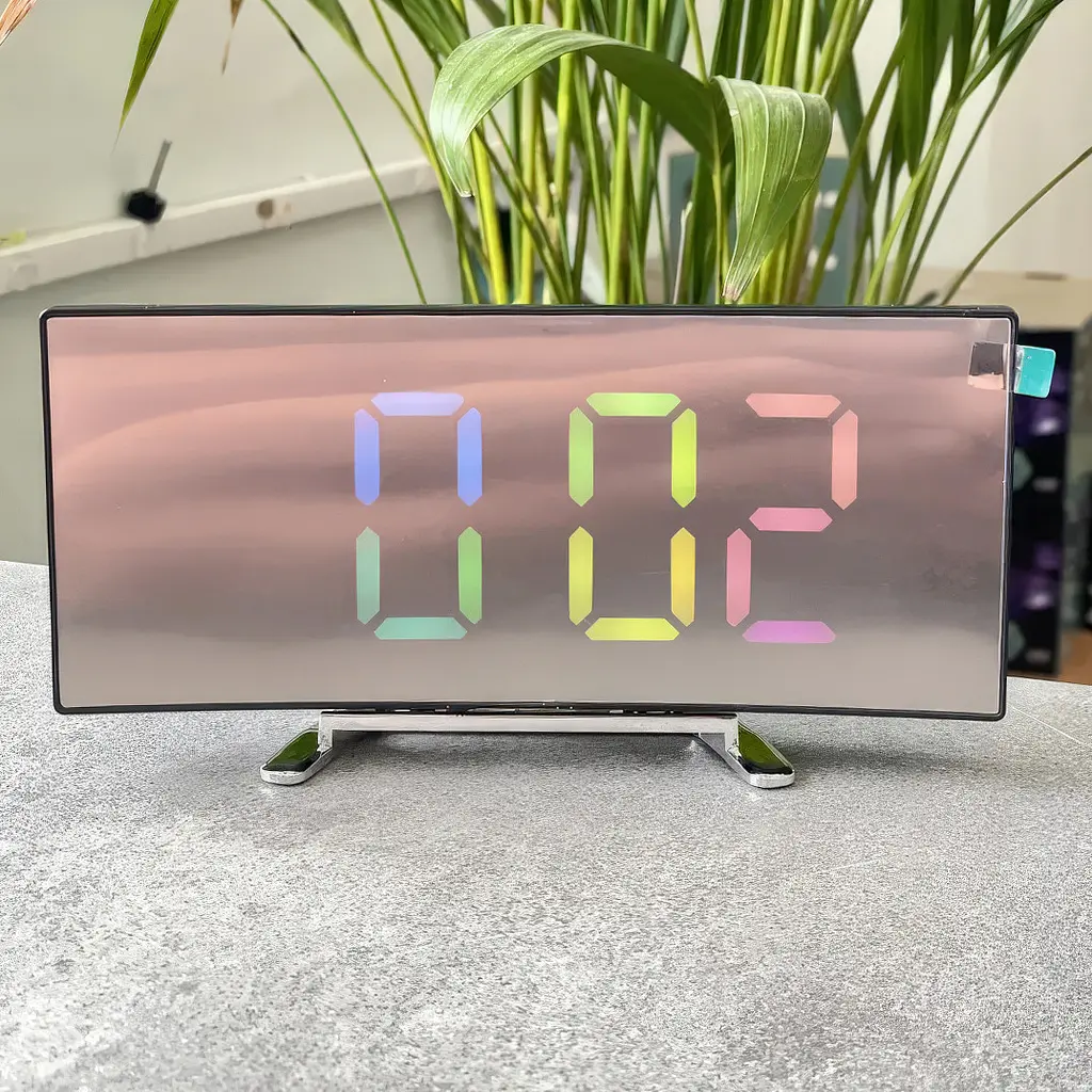 Годинник настільний з термометром нічник c RGB підсвічуванням електронний дзеркальний LED годинник з будильником - фото 3