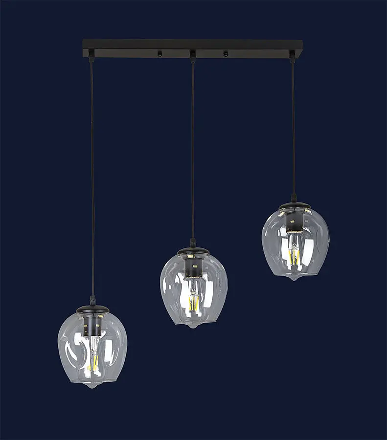 Люстра стельова Levistella 756PR0231F-3 BK+CL (500), 3 плафона, чорний метал, для вітальні - фото 2
