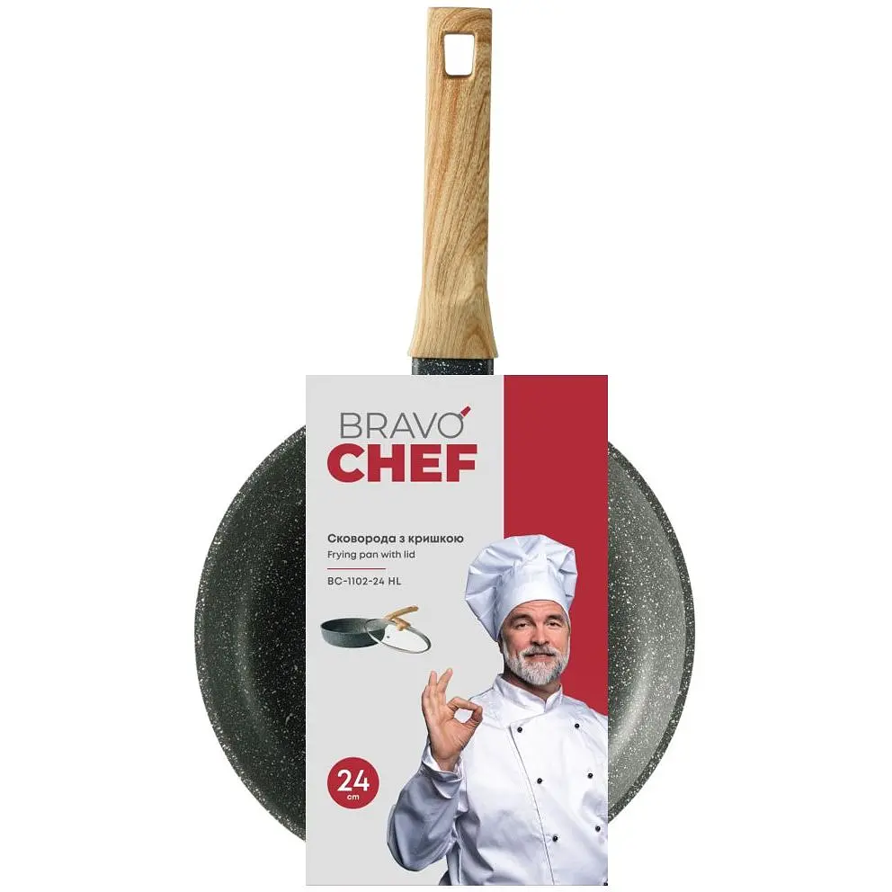 Сковорода Bravo Chef глибока з кришкою 24 см (BC-1102-24 HL) - фото 6