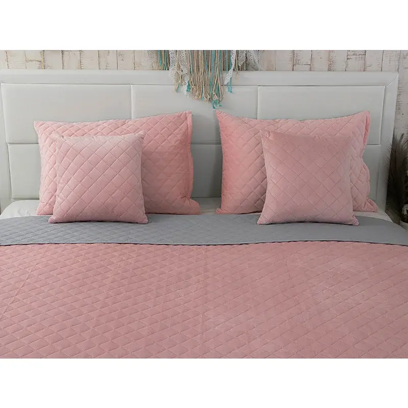 Покривало Руно двостороннє Velour Pink and Grey ромб 180х220 см рожево-сіре - фото 6