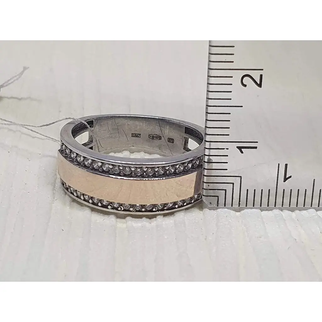 Срібна каблучка Лазурит з фіанітами. 12009Р 18,5 - фото 5