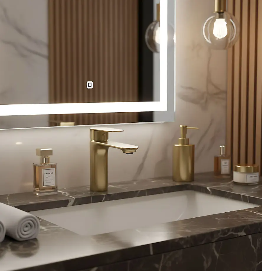 Змішувач для умивальника Rea Drop низький brushed gold REA-B8975 - фото 2