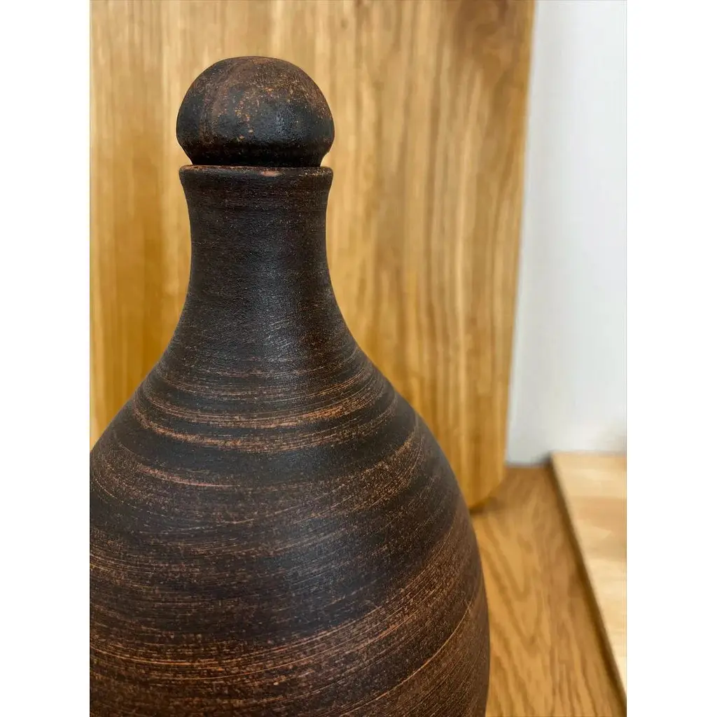 Бутылка 1 литр керамическая (глиняная) без ручки гладкая - фото 3