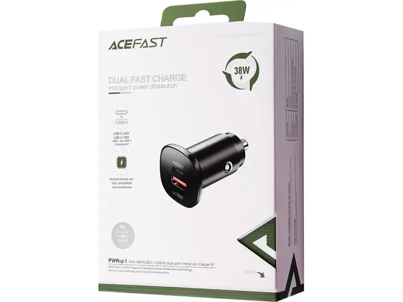 Автомобільний зарядний пристрій Acefast B1 mini 38 W Black (6974316280330) - фото 2
