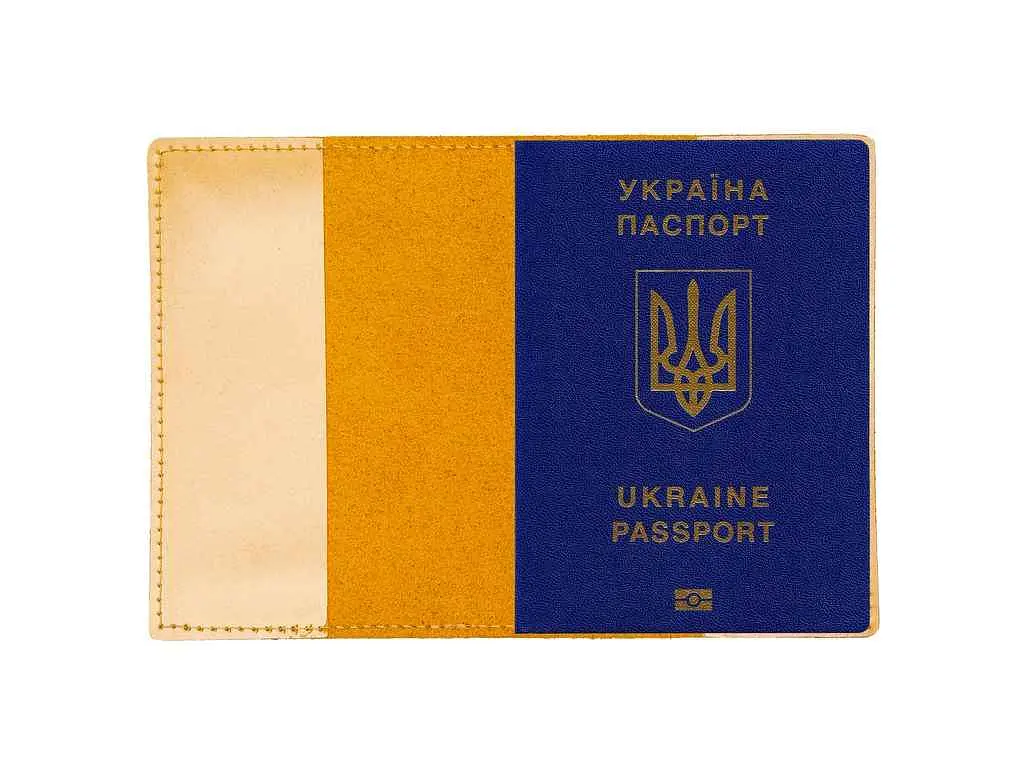 Обкладинка на паспорт ВІРНИЙ ДРУГ 100020 CRAZY "Тризуб" кемел - фото 2
